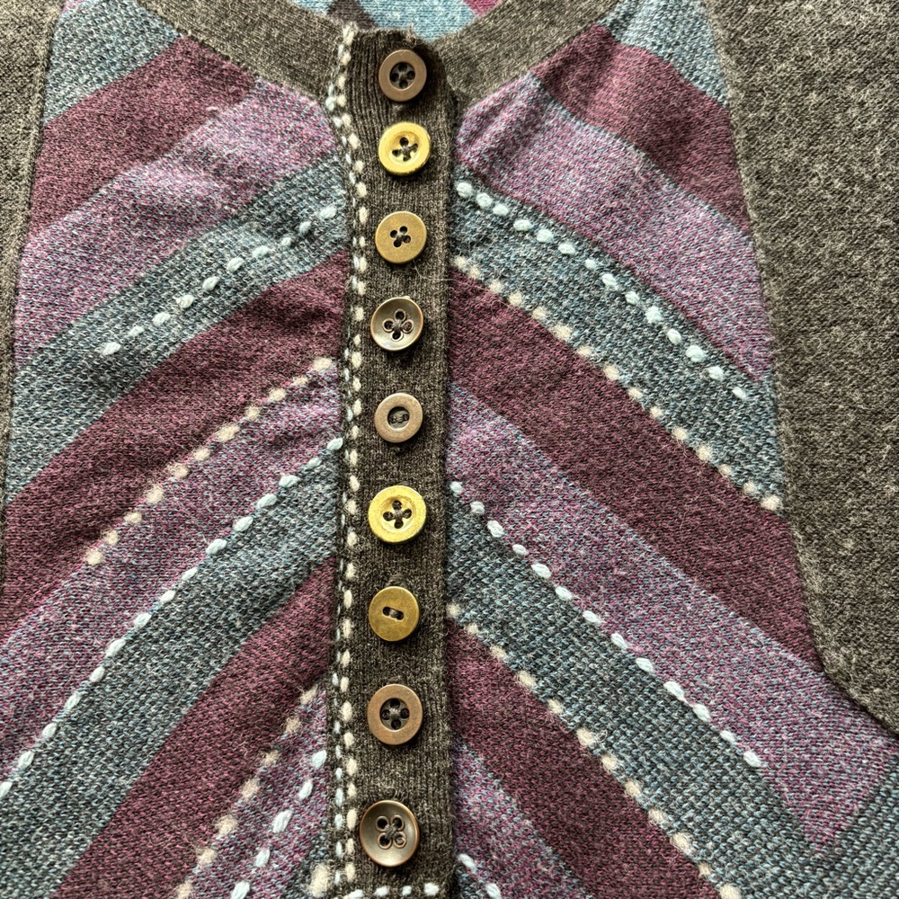 Free People Chevron Patterned Gray and Purple Sweater, Small. - Picture 3 of 9
